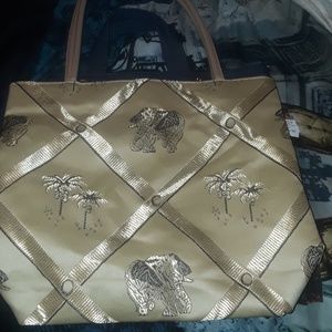 Gold elephant tote bag